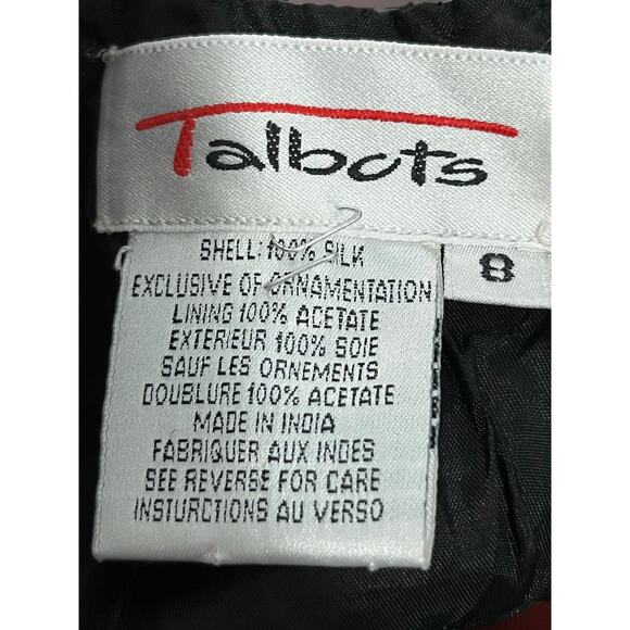 Talbots Formal Dress Small Black Silk Chiffon Beaded Bodice Cocktail Holidays - Picture 6 of 6